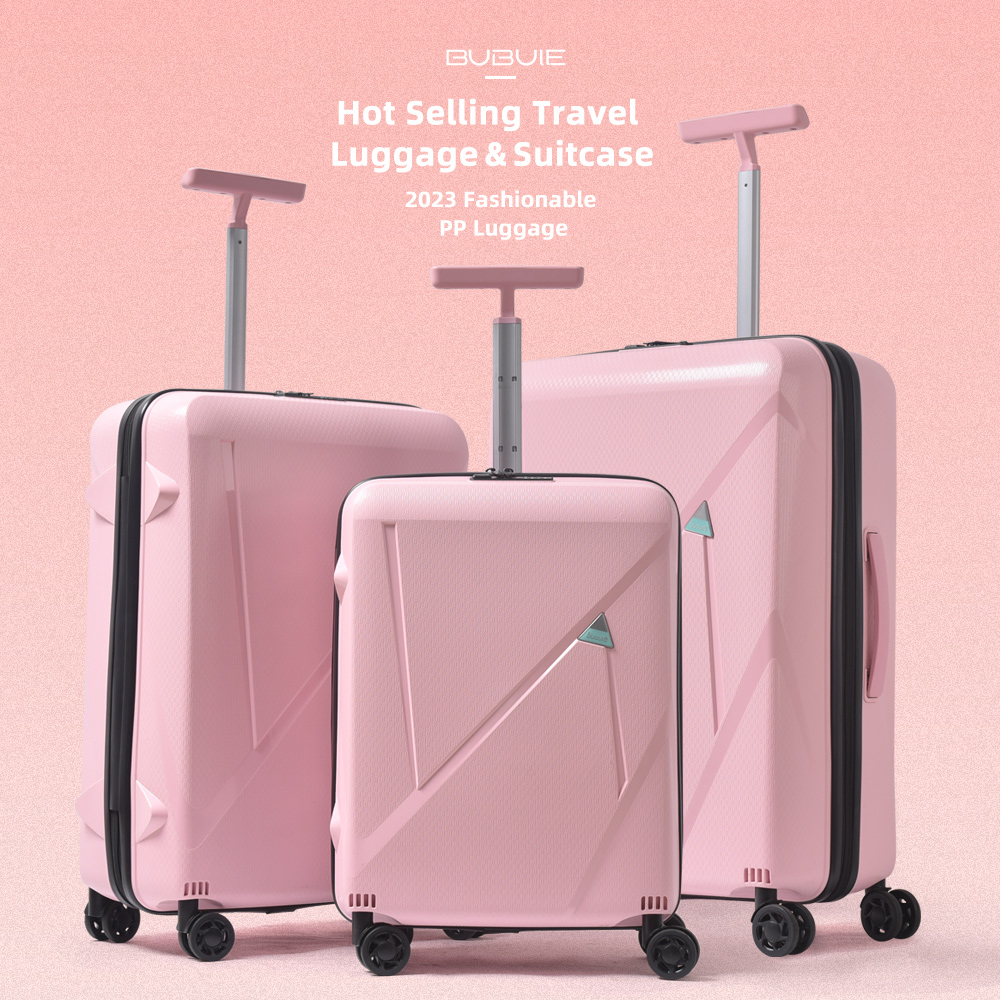 豪华旅行3件套行李箱套装，包括20英寸、24英寸和28英寸的旋转行李箱，男女皆宜，时尚手提PP行李箱拉杆箱