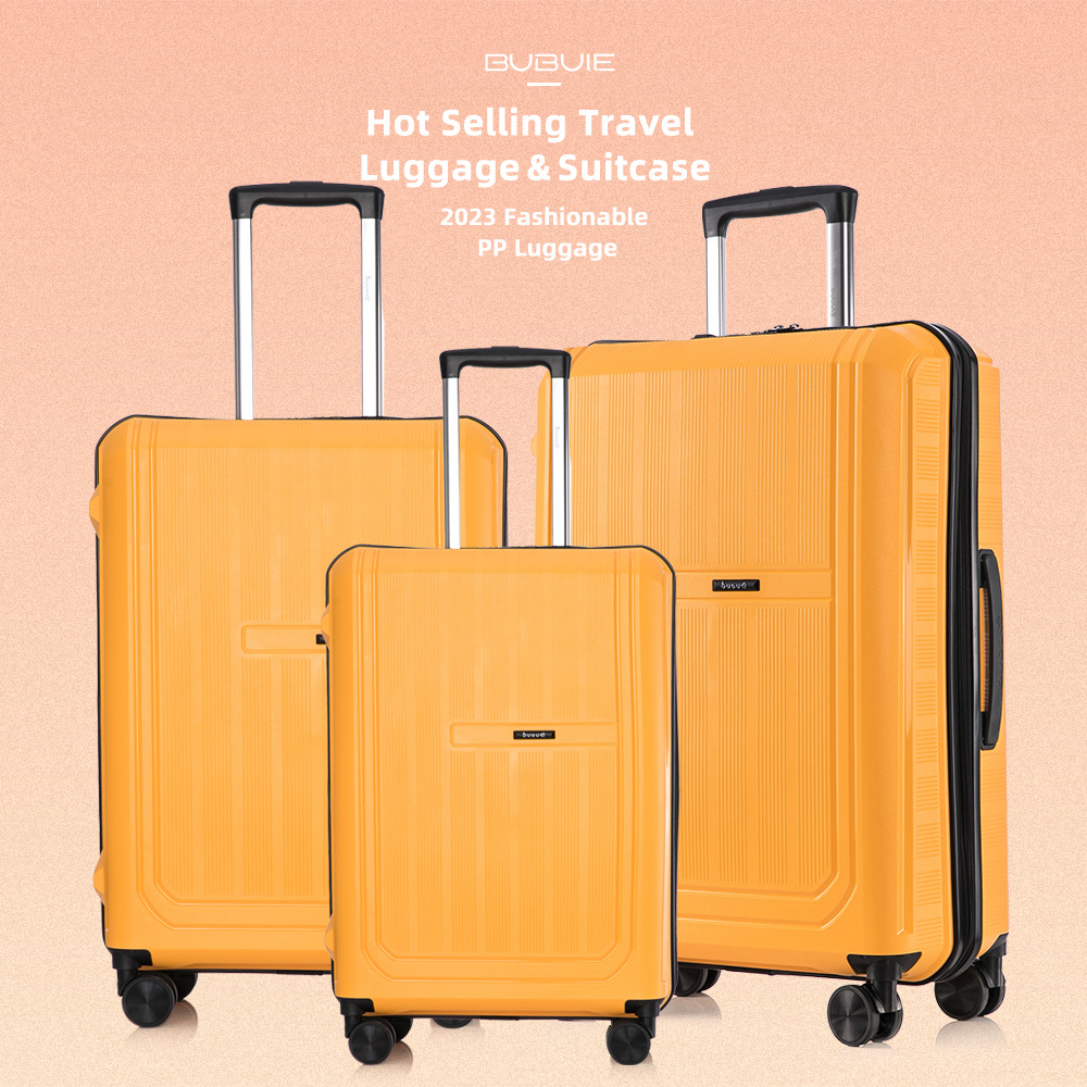 20英寸、24英寸、28英寸硬壳轻便PP材质拉杆行李箱套装